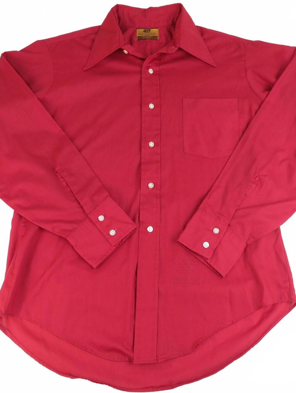 Vintage Van Heusen 417 Red Long Sleeve Dress Shirt 16x34